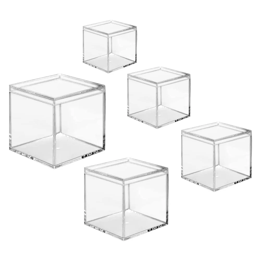 

Box Acrylic Boxes Clearcandy Lid Displaycontainers Transparentsquare Storage Cake Gift Cube Wedding Packing Favor Mini Jewelry