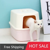 toilet large cat litter box scoop cleaning semi closed plastic tray cat litter box bathroom litiere chat pet products gatos