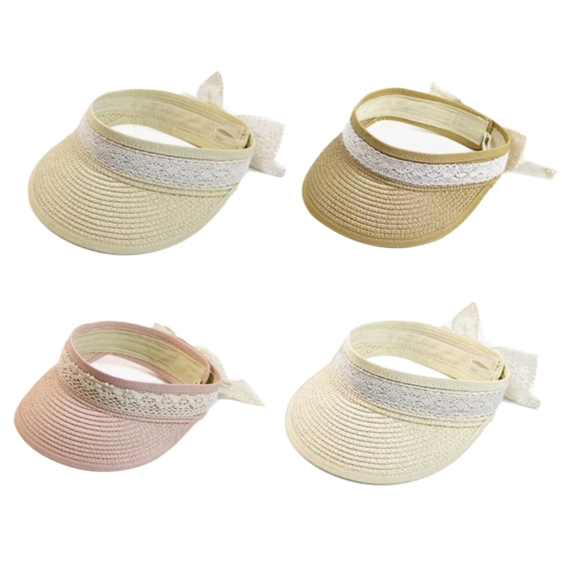 

Empty Top Design Wide Brim Summer Bucket Hat Fisherman Hats for Kids Soft Cycling Hiking Hats Lovely Lace Bowknot