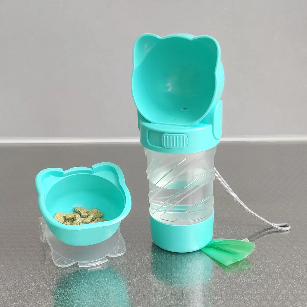 Dog Outing Water Cup Bottle Portable Cup Walking Dog Water Bottle Pet Drinking Water Feeding Food Waste Bag Multi-function Cup