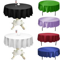 145cm round satin tablecloth water resistant table cloth decorative fabric for dining table buffet parties wedding decoration