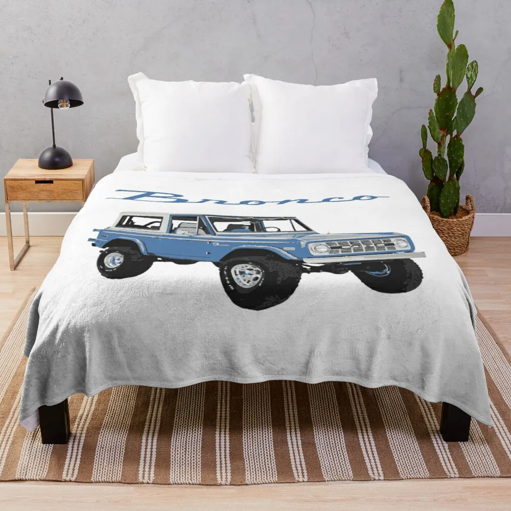 

Классическое синее одеяло Ford Bronco 1975 года, очень большое одеяло для туфтинга, вязаное одеяло для гигантского дивана