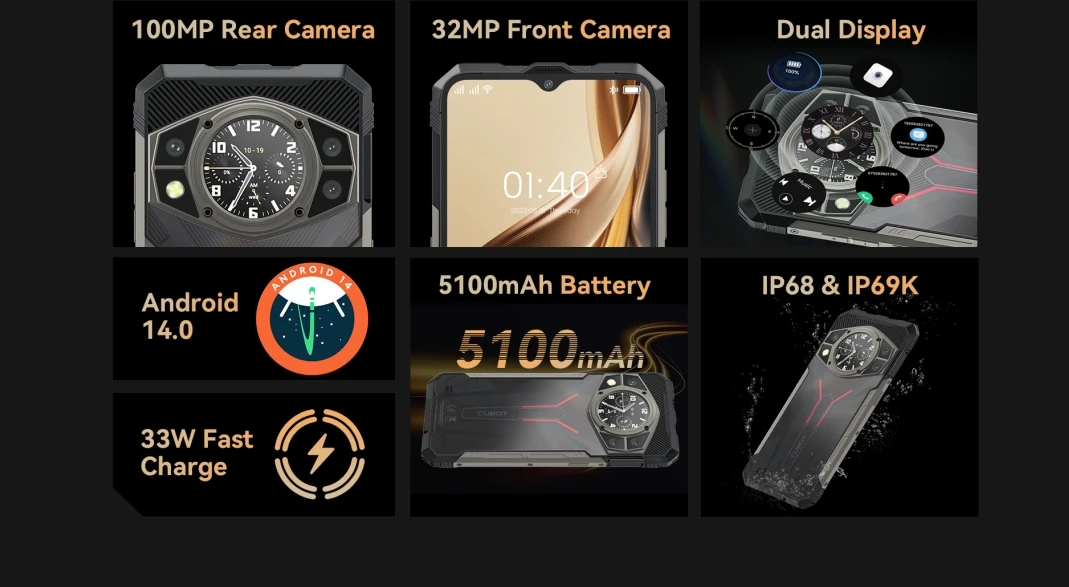 Смартфон Cubot Kingkong Ax Helio G99120Hz 2025 дюйма ультратонкий с тройной защитой 12 ГБ памяти 6