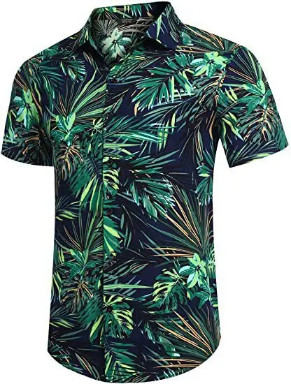 

2022 Summer New Loose Hawaiian Style Youth Floral Print Casual Shirt Top Short Sleeved Shirt Fashion Slim Fit