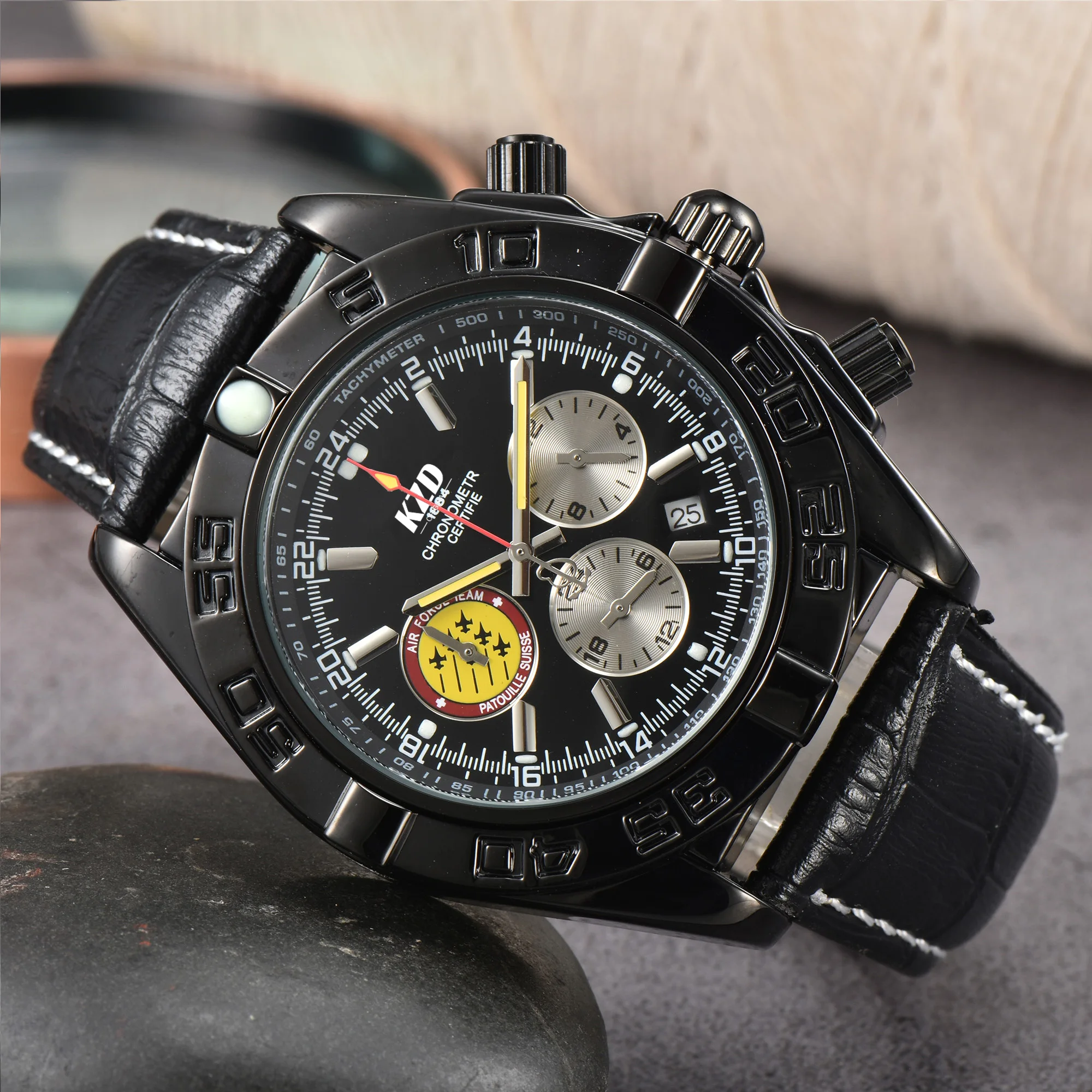 

Original Sports Brand Men Ladies Waterproof Bieber Same Style Three Eyes Featured Watch Business Chronograph AAA Clock