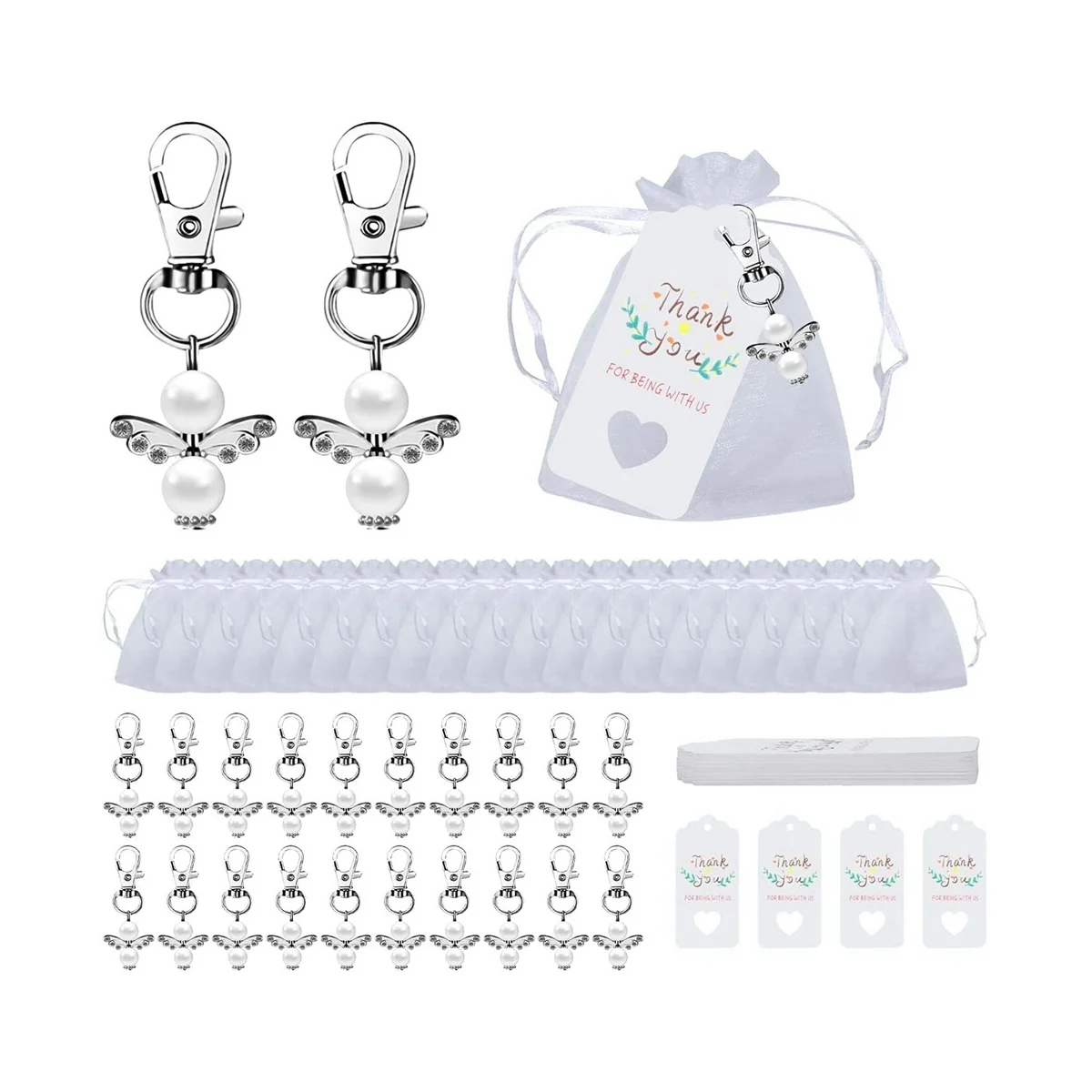 

Guardian Angel Keyring,20Pcs Party Favours Christening Wedding for Communion Confirmation Keyring Girls Thank You Gift