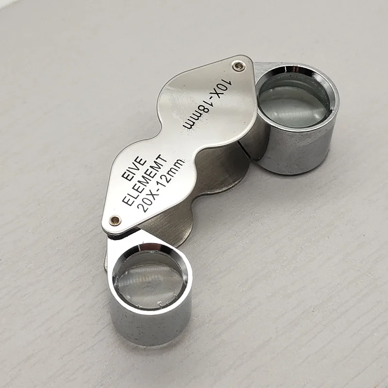 

Miniature Magnifying Glass Twin Lens 10x 20x Magnifiers for Jewelrys Gems Stones Stamps Coins Watches Model Gold Magnifier Loupe