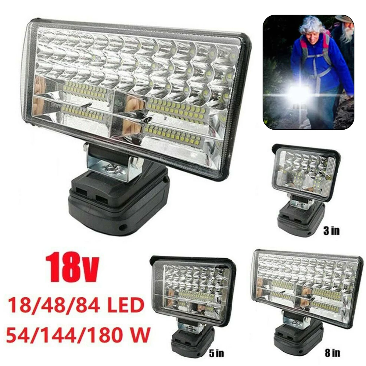 

20223/5/8 Inch LED Work Light for Makita 14.4/18V Lithium Batteries Super Bright Adjustable Jobsite Light with USB Port Portable