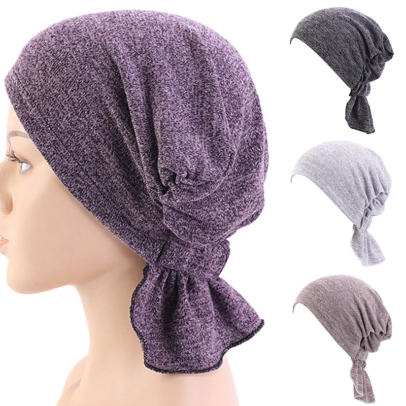 

Soft Cotton Turban Caps Women's Elastic Headscarf Muslim Headscarf Cap for Women casual Nightcap Muslim Turbans Cap