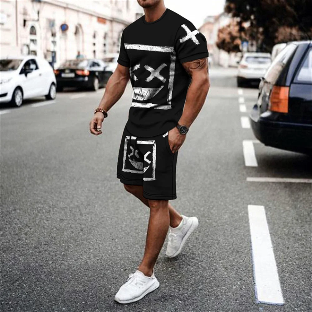2023 New 3d Fashion Trend Pattern Men Tee Set Clothes Streetwear For Man T-Shirt Summer O-neck Tshirt Suit Short Two Pieces Set