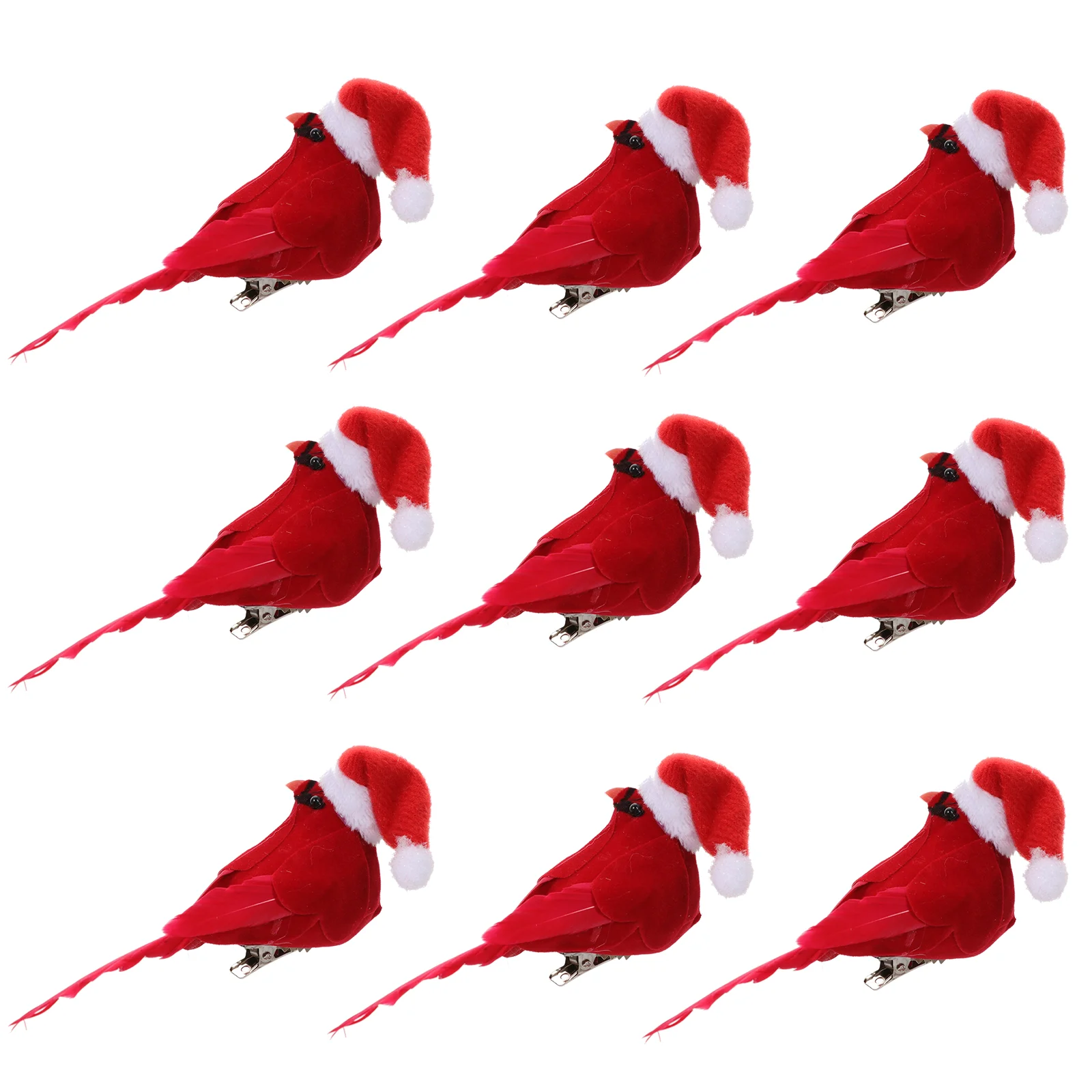 

Red Cardinal Christmas Birds Bird Ornamentsartificial Tree Santa Hats Clipsfigurines Ornament Cardinals Clipmetal Hanging Hat