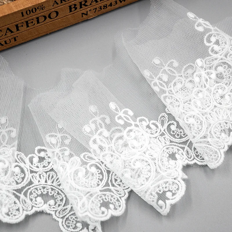 Кружевная лента Saundylasi белая/черная полиэстер/хлопок 10 см