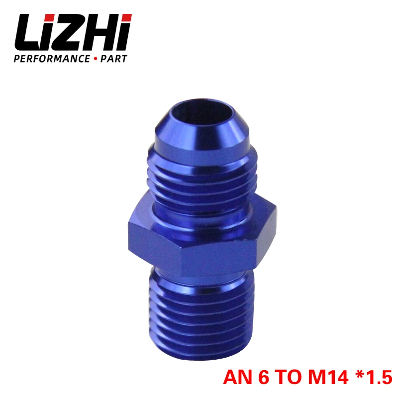 

LIZHI RACING - СИНЯЯ штекер 6AN 6, раструбная розетка до M14x1,5 (мм) Метрический прямой фитинг AN 6–M14 *1,5 Порт. Адаптер LZ-SL816-06-143-011