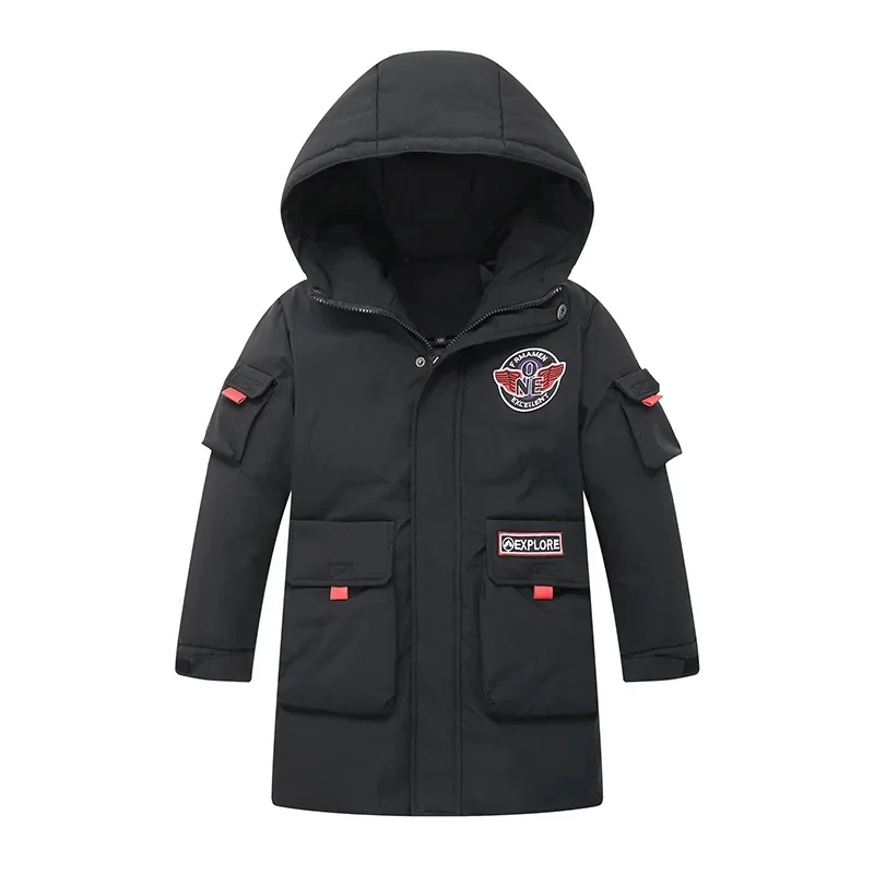 Детское длинное свободное толстое белое утиное пуховое желтое синее красное