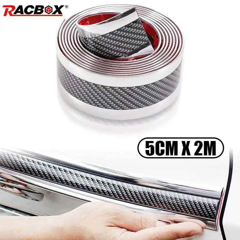 

5cm*2M Carbon Fiber Style Car Sticker Bumper Guard Decal Door Sill Stickers Panel Protector for door trunk body bumper