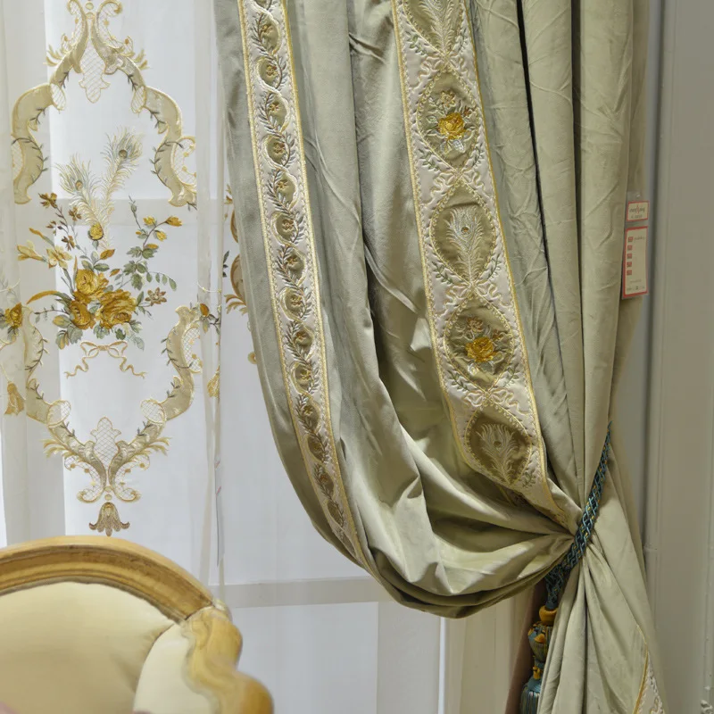 

Французские американские занавески для гостиной, столовой, спальни, бархатные Роскошные тканевые занавески с вышивкой для гостиной, спальни