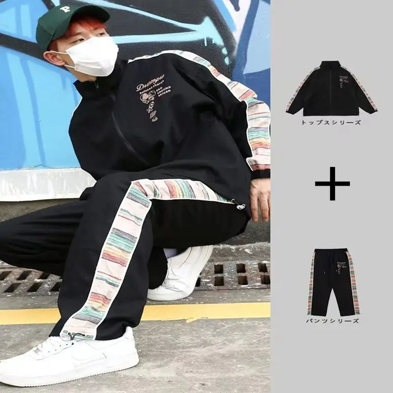 Комплекты пальто и штаны в стиле хип-хоп Мужская Уличная одежда Харадзюку