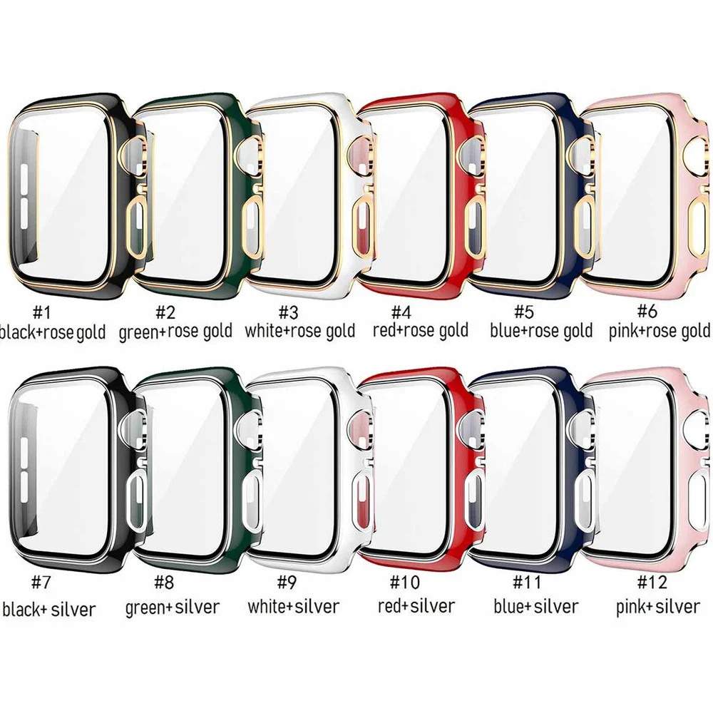 Чехол для Apple watch 45 мм 41 44 40 42 38 закаленное стекло защиты экрана аксессуары iWatch