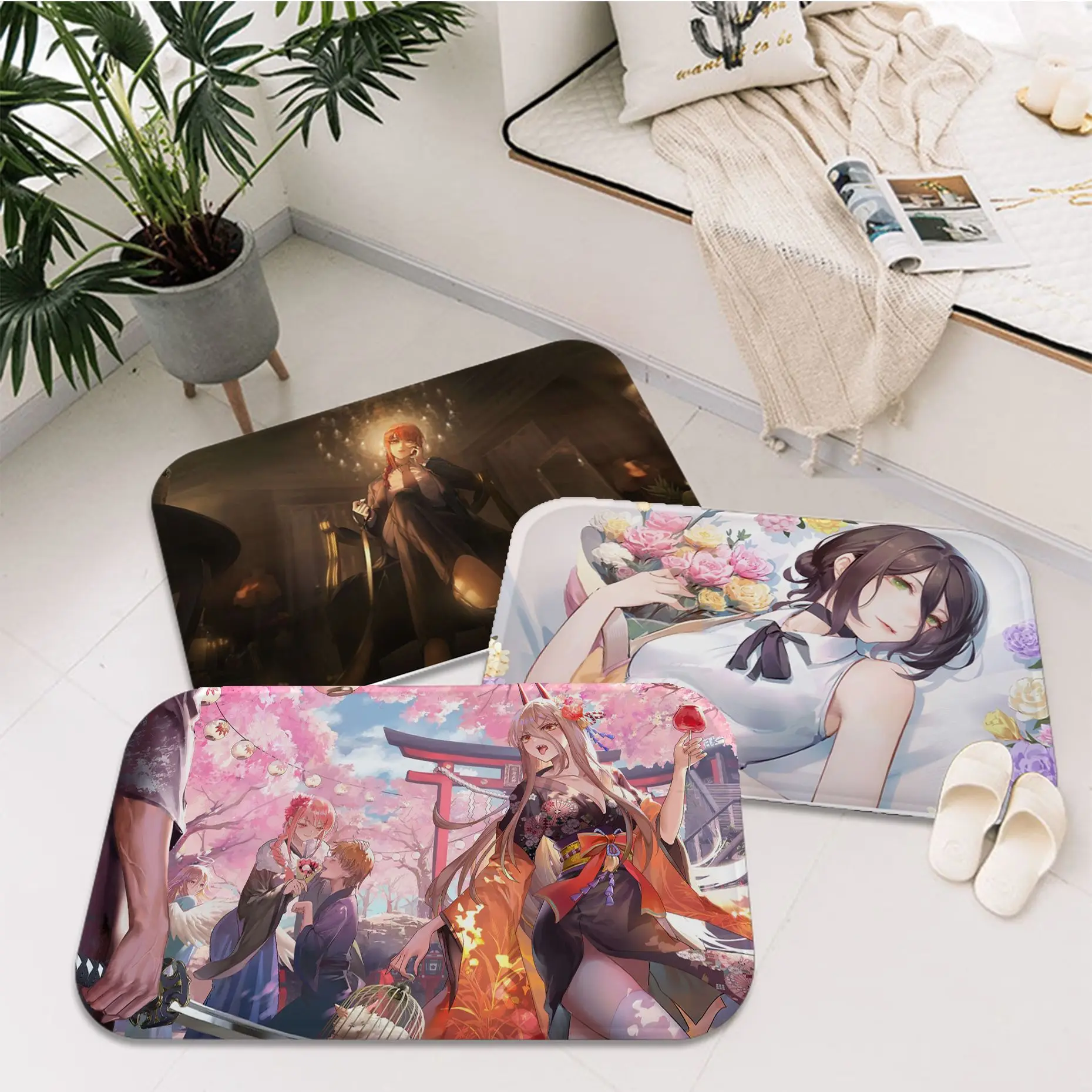

Anime Chainsaw Man Room Mats INS Style Soft Bedroom Floor House Laundry Room Mat Anti-skid Welcome Rug