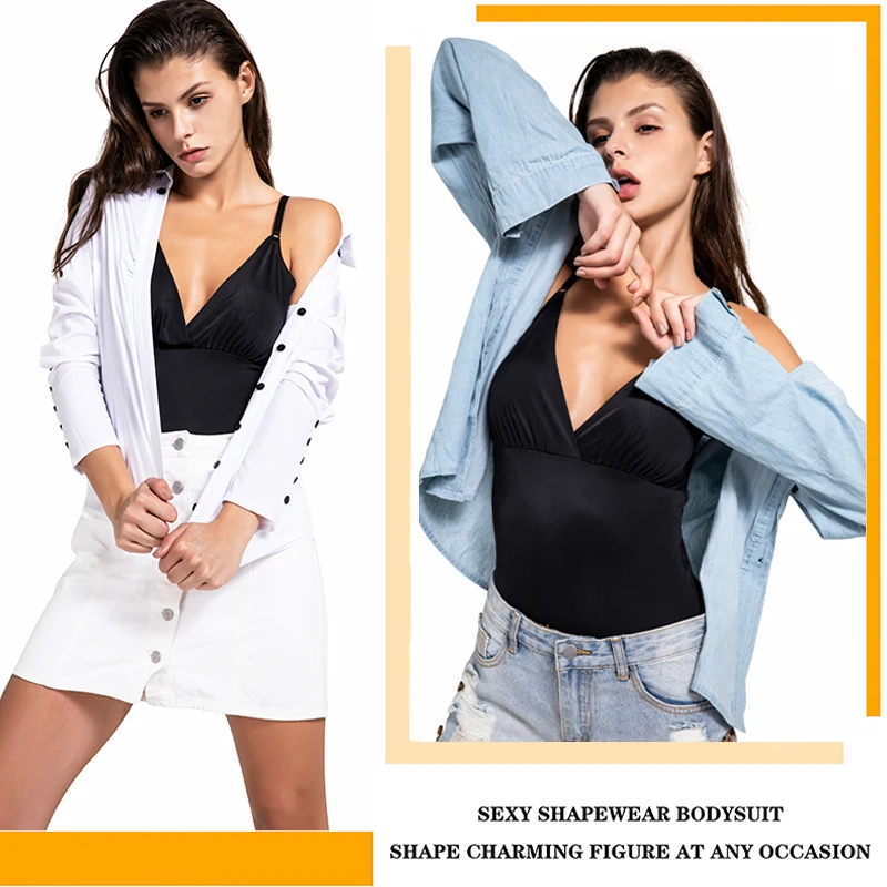 Женское боди с глубоким v-образным вырезом плавное Корректирующее белье эффектом