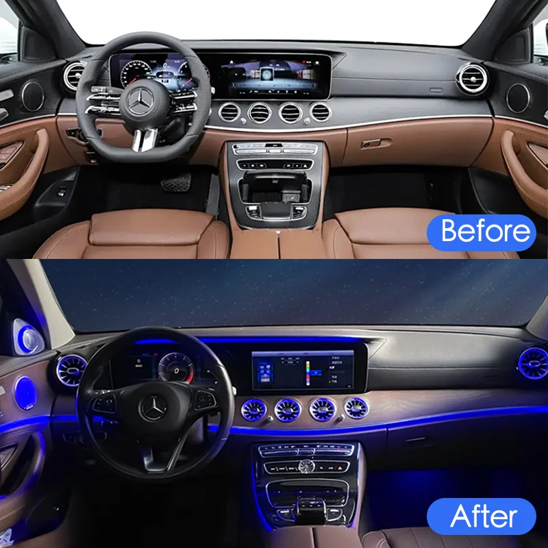 Фото Для Mercedes-Benz W222 S Class передние и задние вентиляционные отверстия 3D 4D вращающийся твитер украшения турбина автоматический окружающий свет автомобильные аксессуары №2