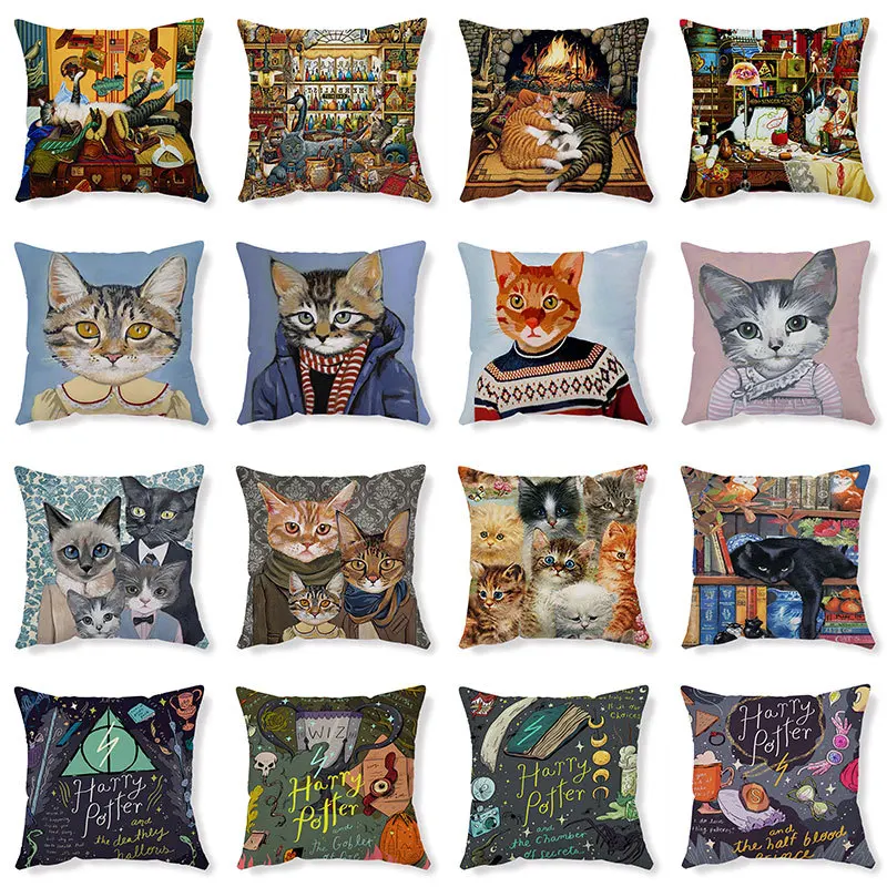 

Cute Cat Pillowcase Home Decoration 45*45cm Zipper Square Pillowcase Pillowcase Direct Mail