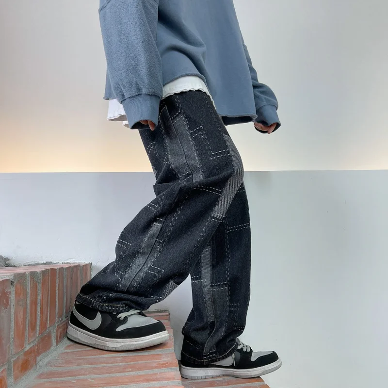 Spot Recommendation！Hong Kong Style Loose Trendy Straight-Leg Denim Trousers for Men and WomenB377-N678-P45Price Control58
