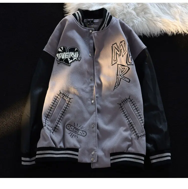

Куртка-бомбер в стиле Харадзюку, Женская куртка, Мужская бейсбольная куртка для пары, осень 2022, уличная одежда в стиле бойфренда в стиле унисекс