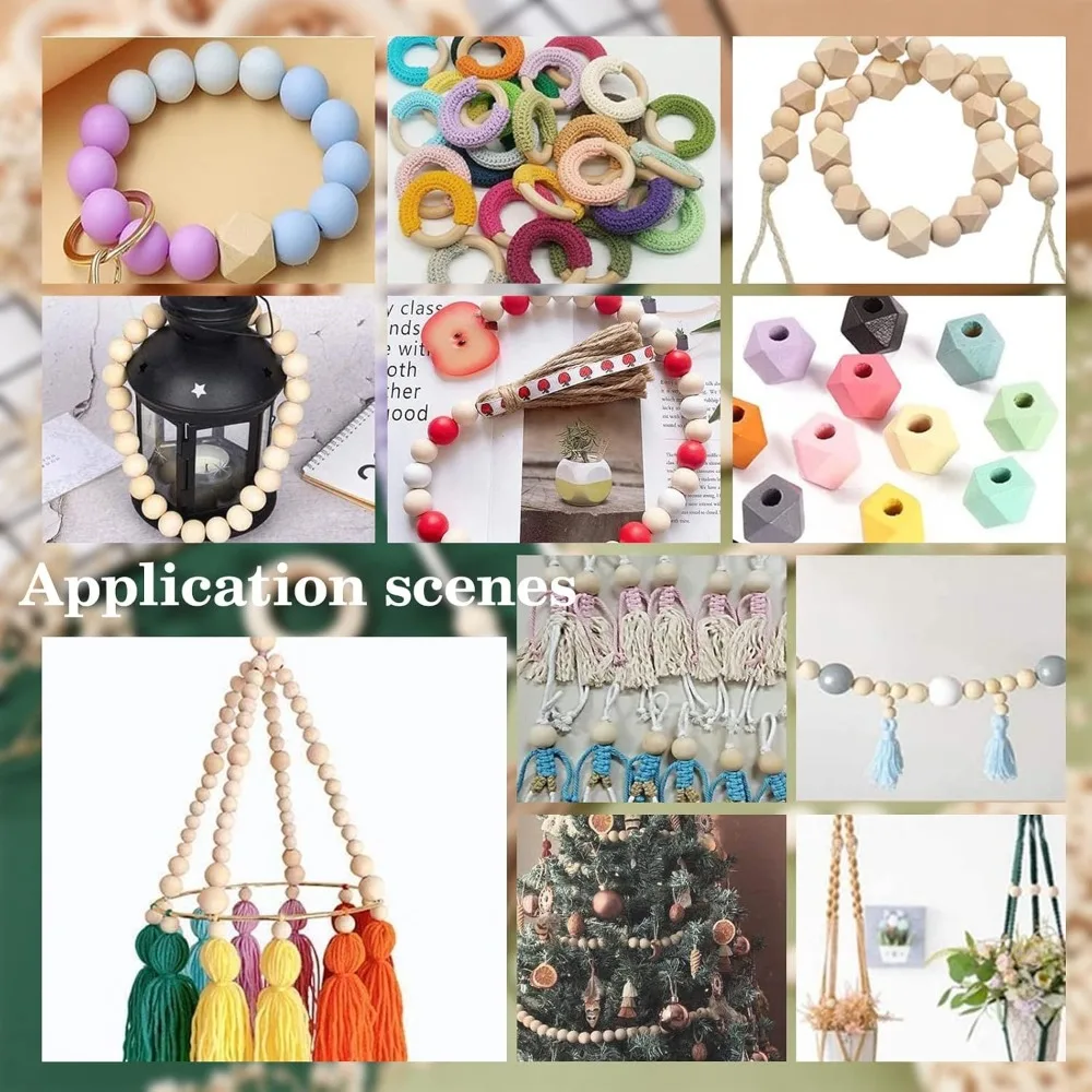 156 Шт. Набор Деревянных Бусин Для Маграммы Необработанные Деревянные Кольца И