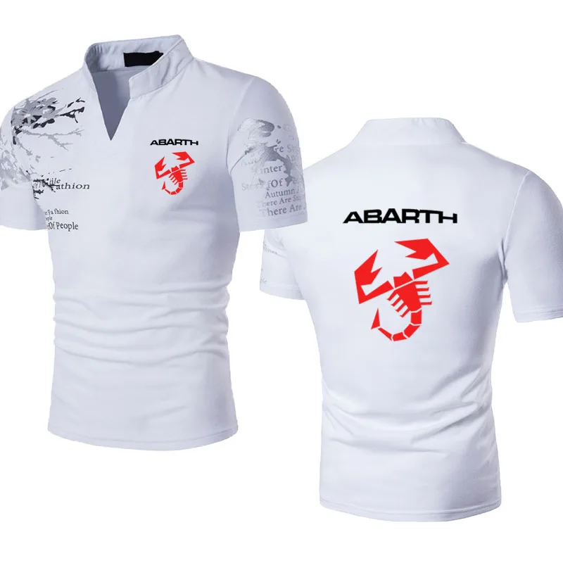 

Летняя мужская рубашка с коротким рукавом, дышащая мужская одежда, модная уличная футболка с принтом логотипа abarth в стиле хип-хоп, новинка, Мужская футболка, Топ