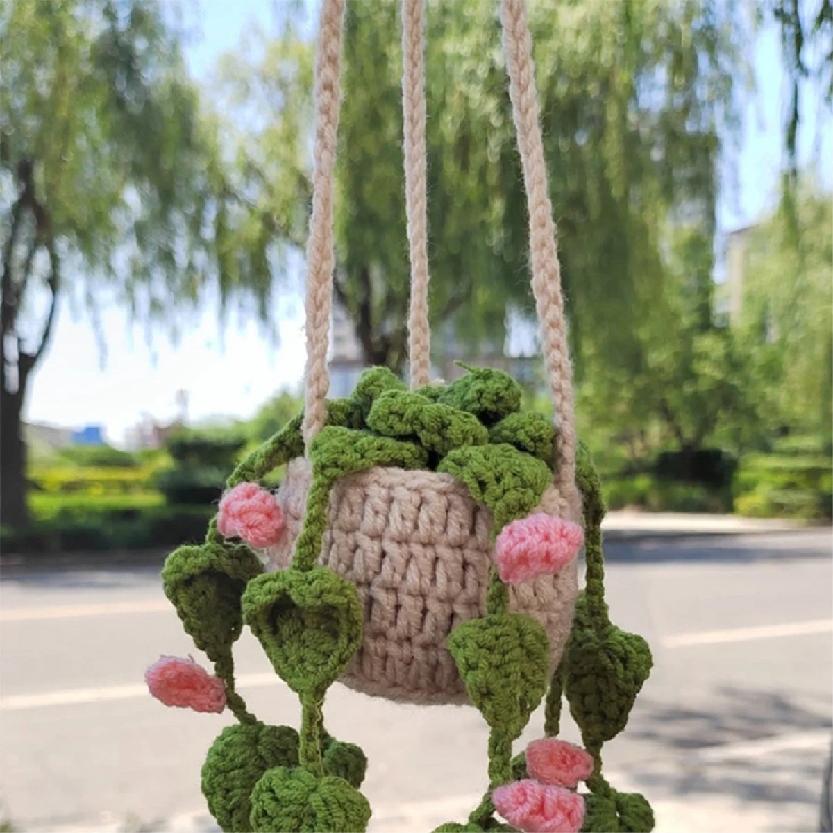 Зеркало заднего вида подвеска милые горшечные растения вязаное крючком