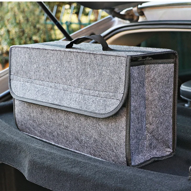 

Car Trunk Organizer Soft Felt Storage Box Large Anti Slip Compartment Boot Organizer Storage Bags Stowing Tidying Accessories