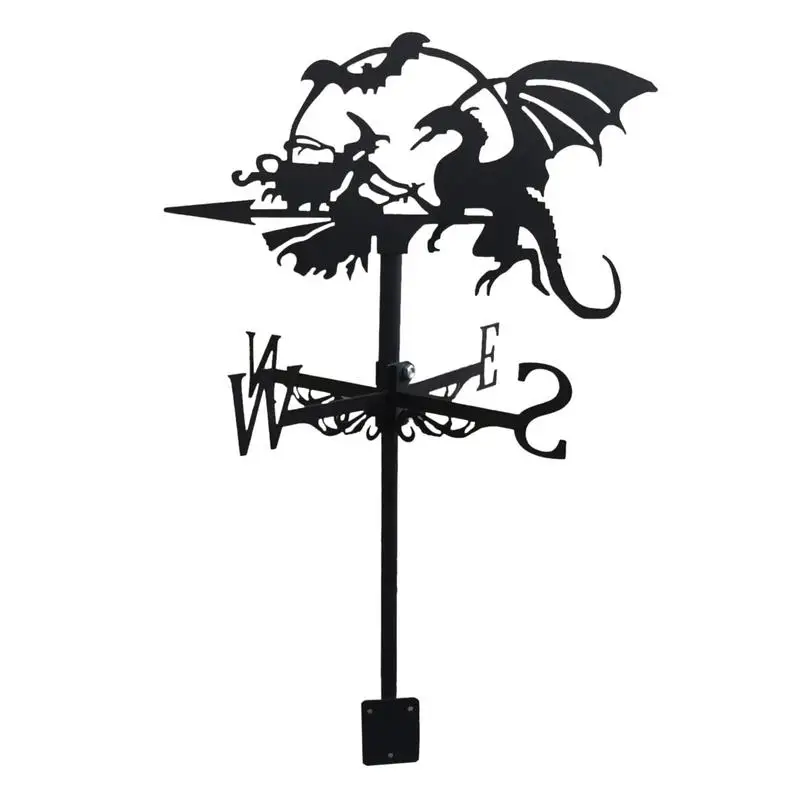 

Witch Weather Vanes Garden Decor Yard Witch Statue Ornament Wind Direction Indicator Retro Dragon Wind Weather Vane Weathercock