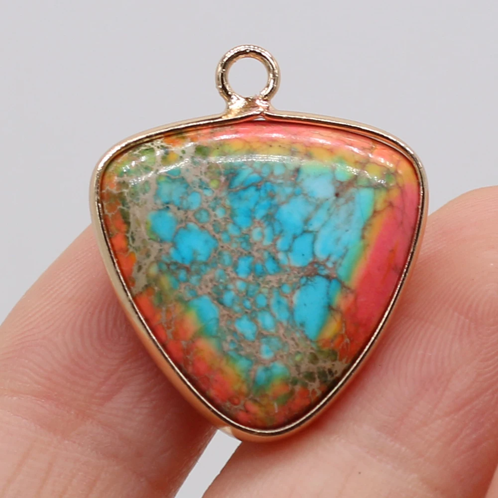 Позолоченный Кулон из натурального Императорского камня 21 х25 мм |