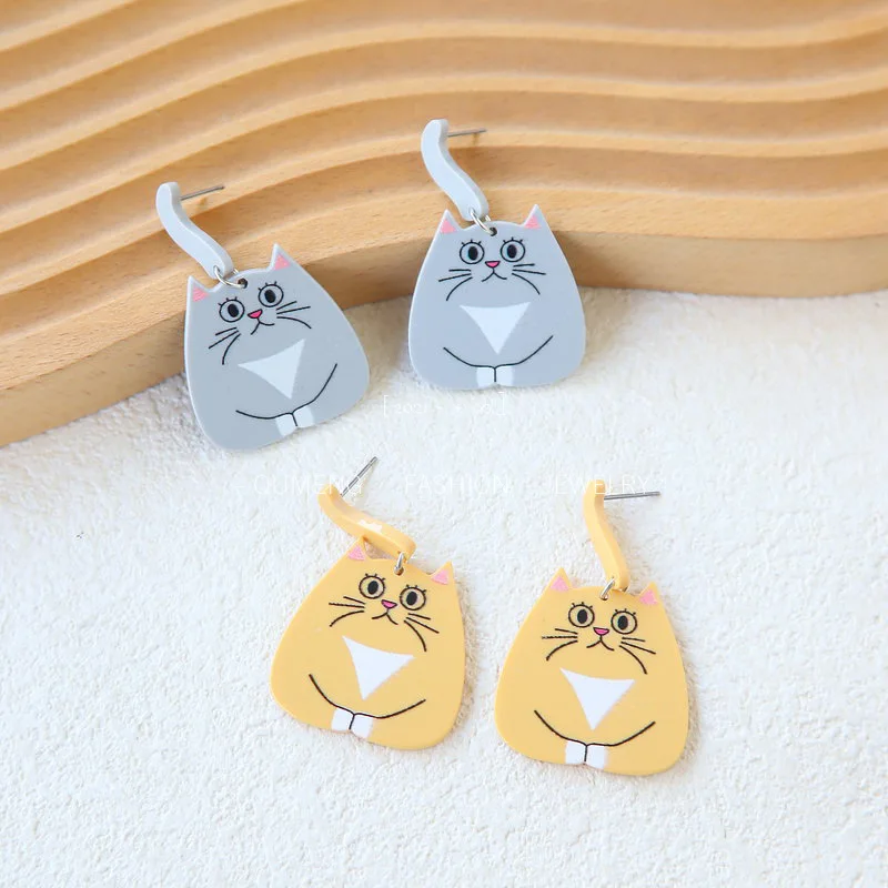 

Novelty and Cute Cat Acrylic Earrings with Hands, Cat Cartoon, Fun Girl Earrings, Animal Women's Earrings Gift for Her