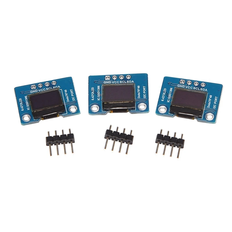 

3Pcs 0.42 Inch OLED White Display Screen LCD IIC Interface Module SSD1306