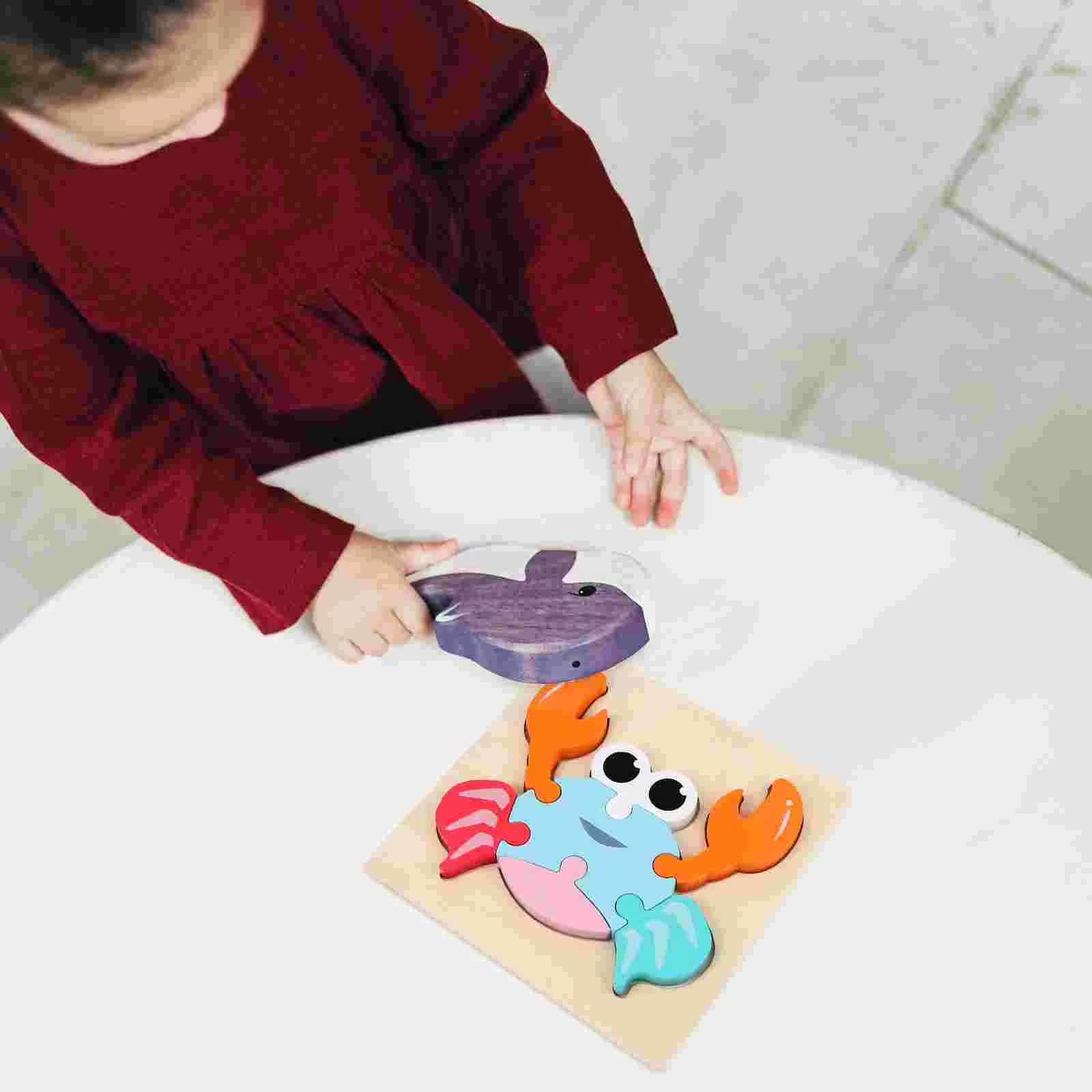 

1Pc Wooden Cartoon Puzzle Toddler Puzzle Toy Lovely Colorful Puzzle Toy Creativity Toys