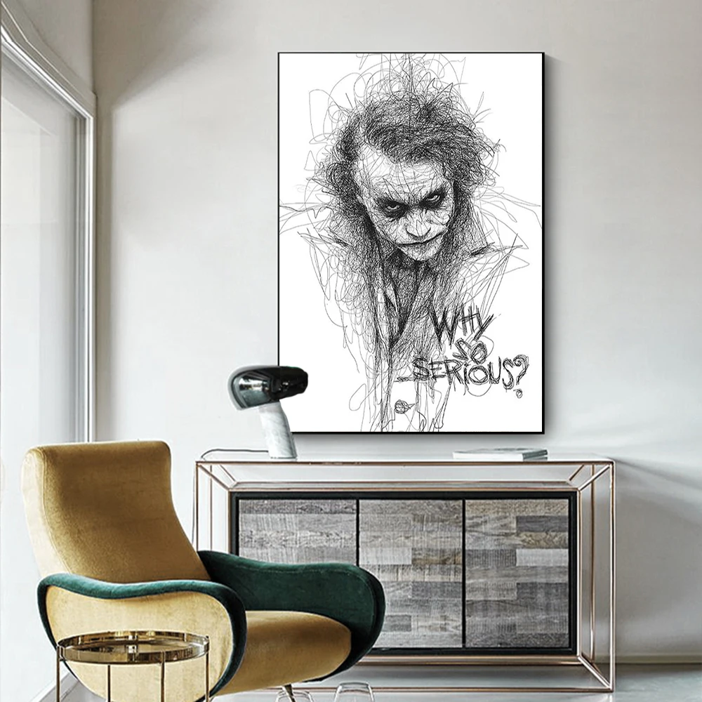 Абстрактный Кино звезда комикс Джокер эскиз Картина на холсте почему так