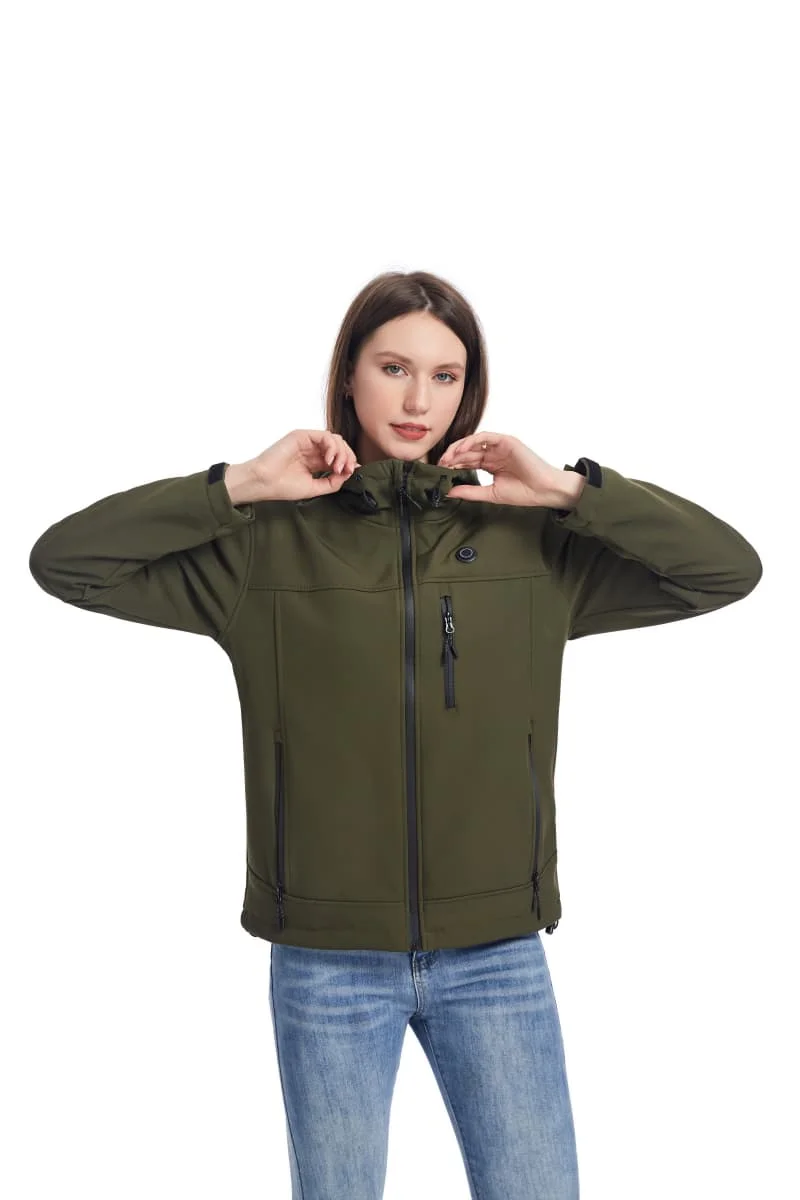 Куртка из софтшелла с подогревом для женщин мягкая толстовка зеленая