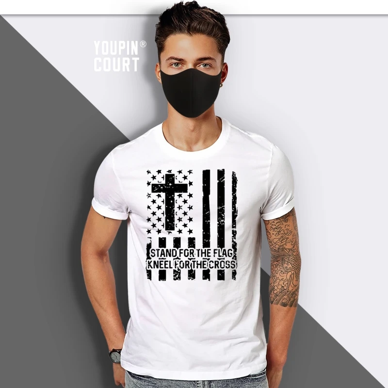

Stand For The Flag T Shirt Kneel For The Cross American Cool Gift Tee 270