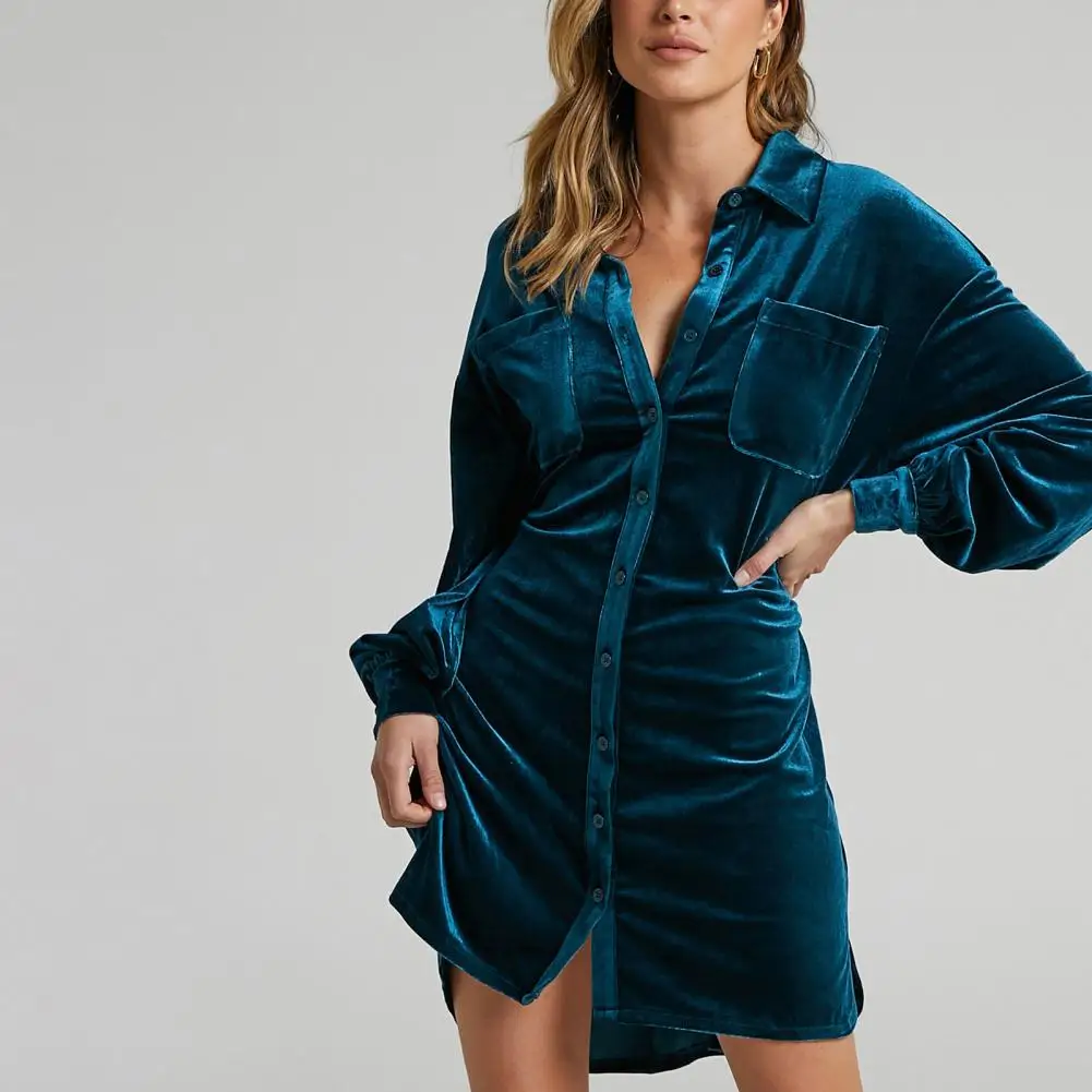 

Супермягкое модное платье выше колена неправильной формы, темпераментное женское платье, уличная одежда с отложным воротником