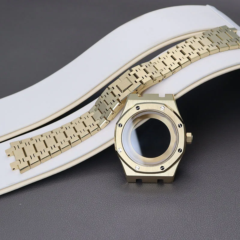 Enlarge 41mm Watch Gold Case Watchband Accessory Parts For Seiko nh35 nh36 Movement 31mm-31.8mm Dial Sapphire Crystal Glass Waterproof