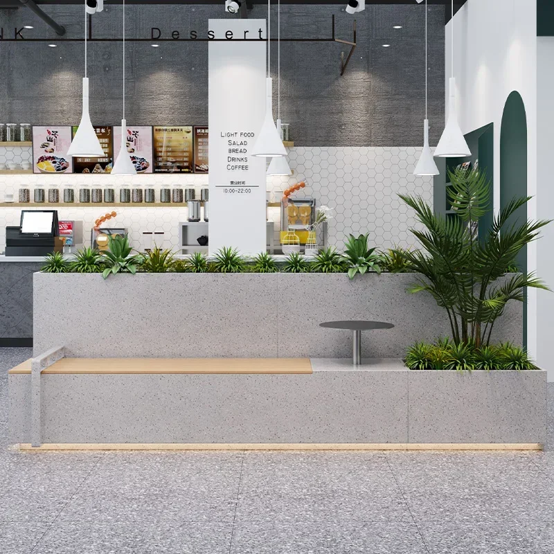 Outdoor leisure card seat flower box combination commercial pedestrian street restaurant outside groove imitation