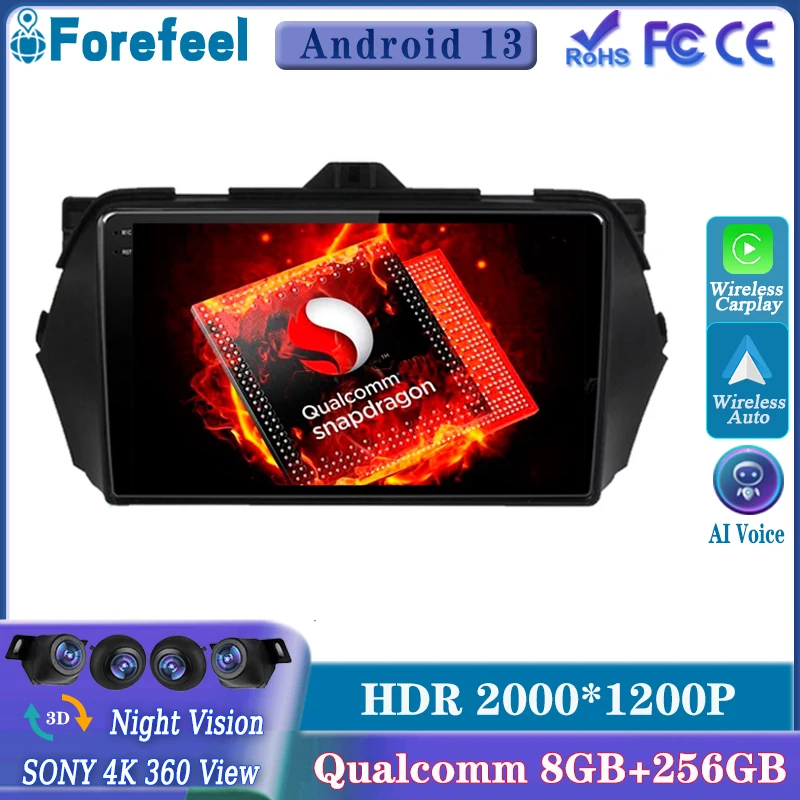 

Android 13 Qualcomm For Suzuki Alivio 2015 2016 2017 2018 2019 Multimedia Car Player Navigation No DVD No 2 Din GPS Stereo Radio
