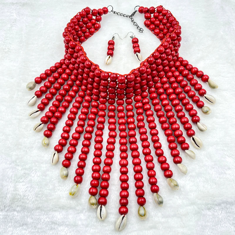 

Новый набор из ожерелья и серег из бисера, модные женские многослойные украшения из бисера, аксессуары для подвесок, изысканный подарок