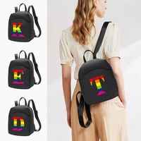 women mini backpack shoulders samll school bag for girl crossbody bag backpacks book bag rainbow letter pattern shopper bag