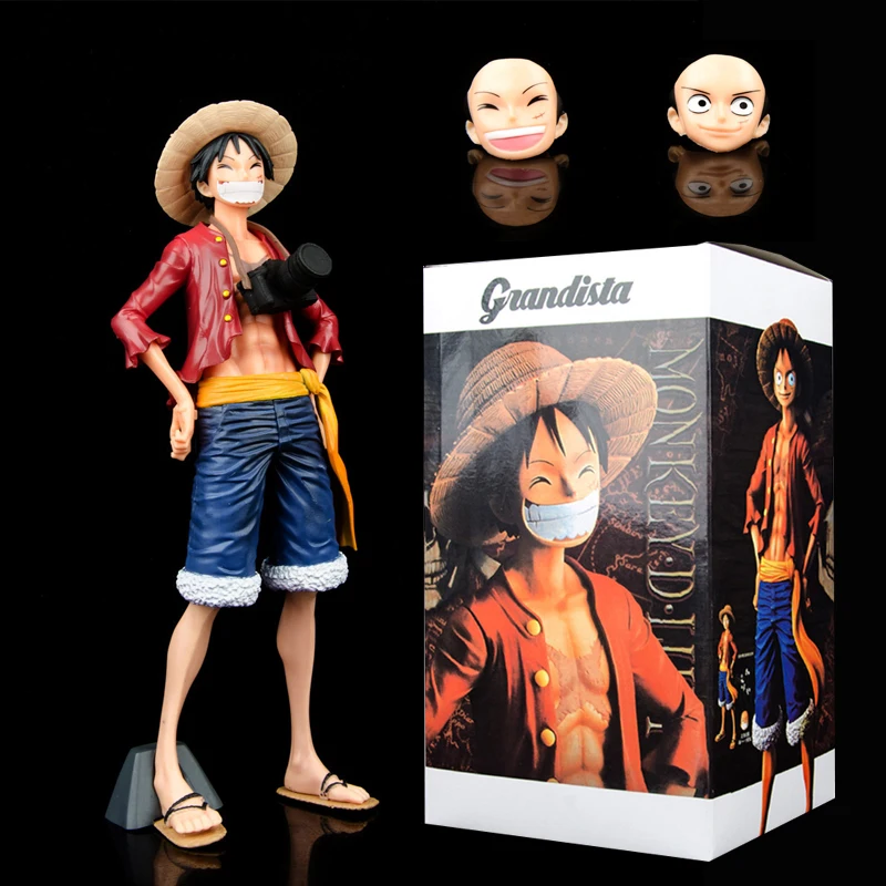 One Piece Grandista Monkey D Luffy Action Figure 27CM Classic Smiley Camera Straw Hat Luffy PVC Statue Model Toy For Kids Gift