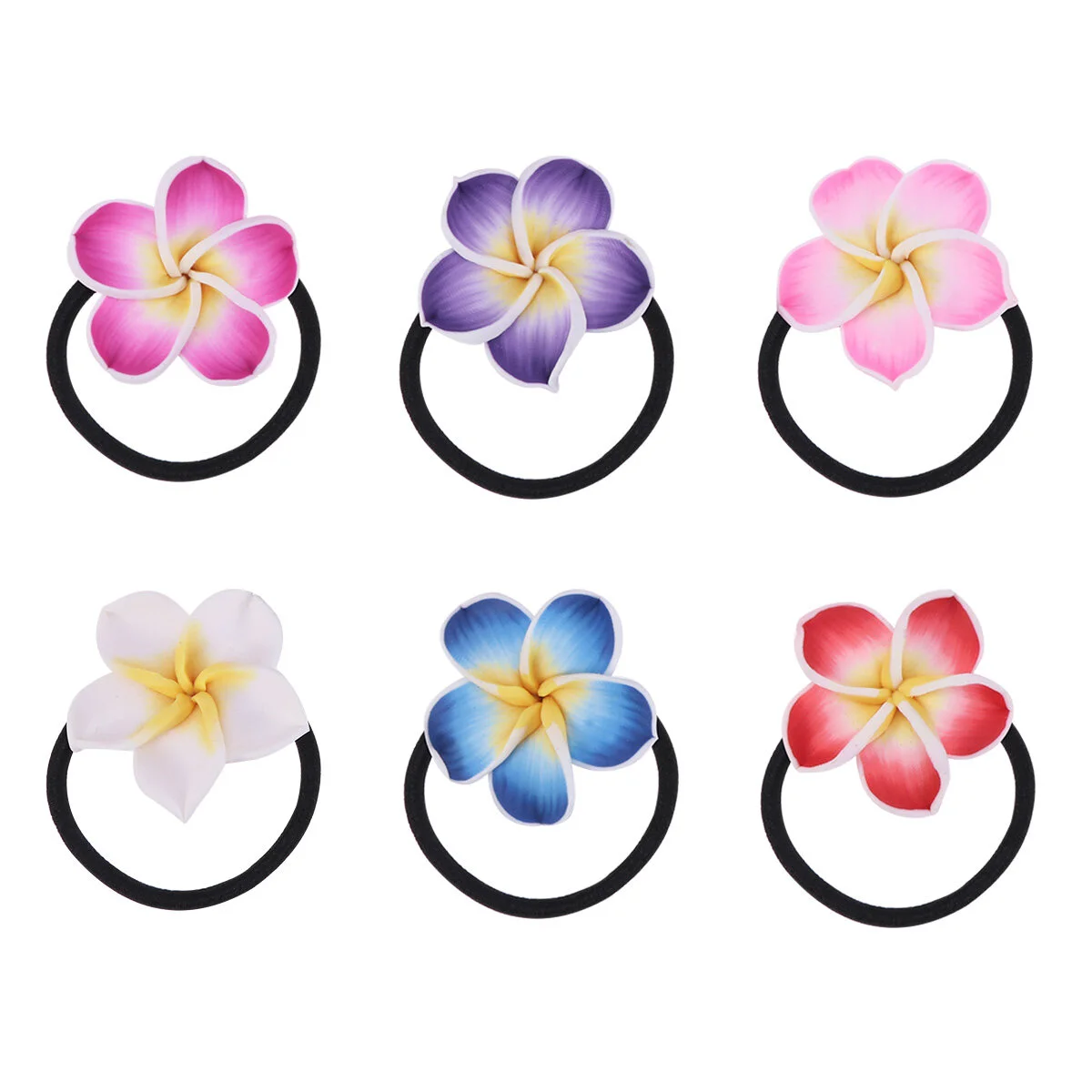 

12Pcs Hawaii Flower Hair Band, Plumeria Hair Ties Hawaii Hair Flower Hawaiian Hair Accessories for Wedding Bridal