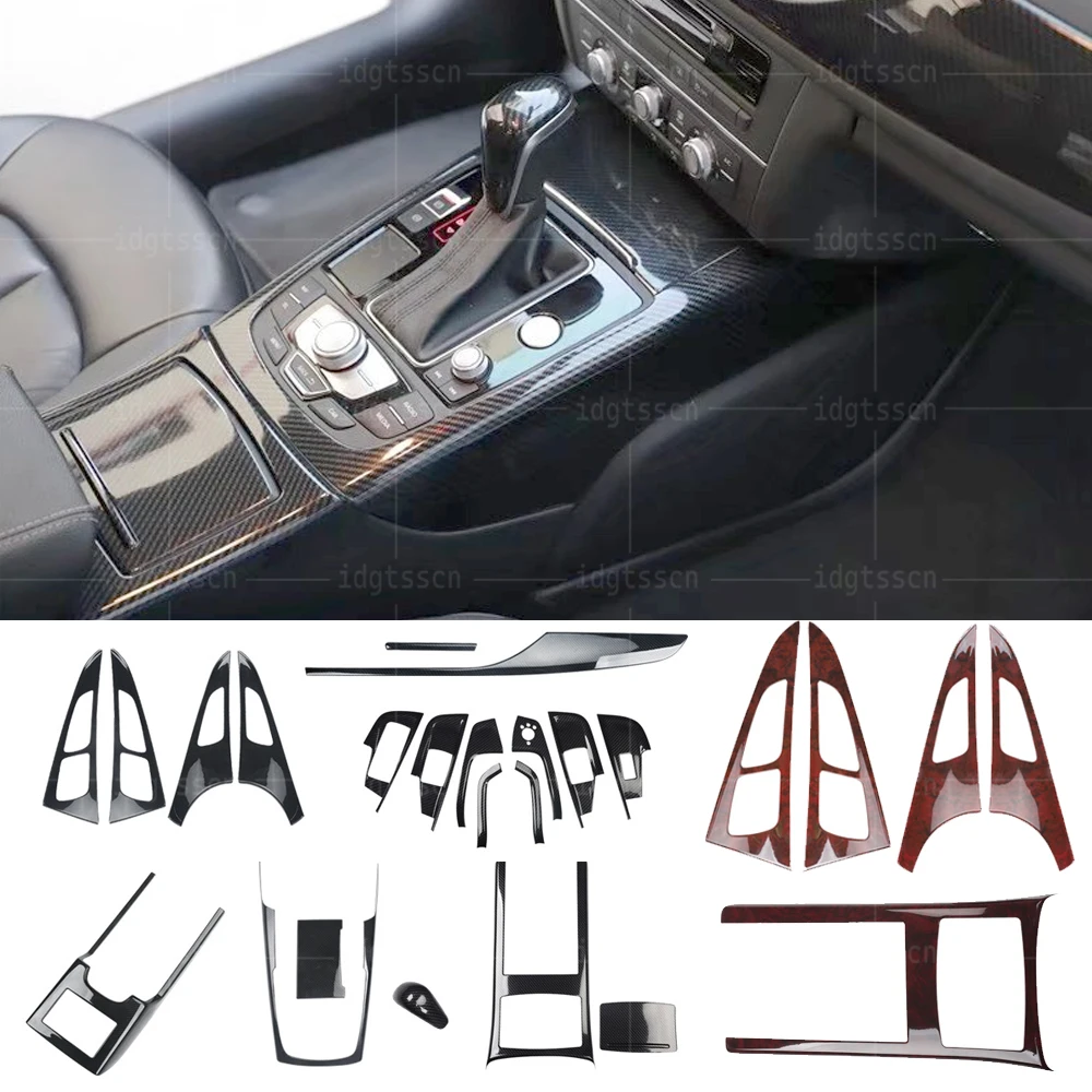 

Car interior For Audi A6 C7 2012-2018 Carbon Fiber Full Set Sticker Accessories Sticker Gear Shift Panel Cover Interior Trim