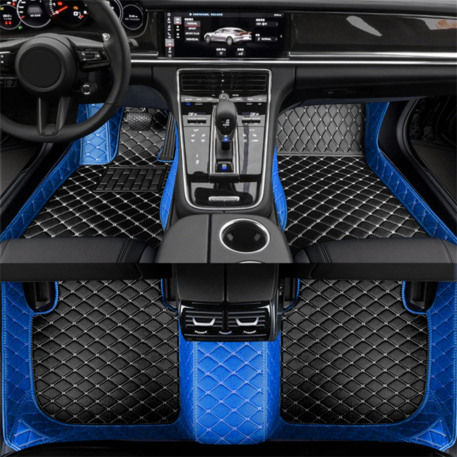 Custom Leather Car Floor Mats For Ford C-Max Energi EcoSport Escape Hybrid Flesta Non-slip Carpet Car Interior Accessories